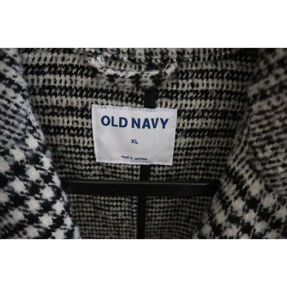 Old Navy 809503-001 Women's Sz XL Black Plaid Belted Overcoat - Picture 3 of 13